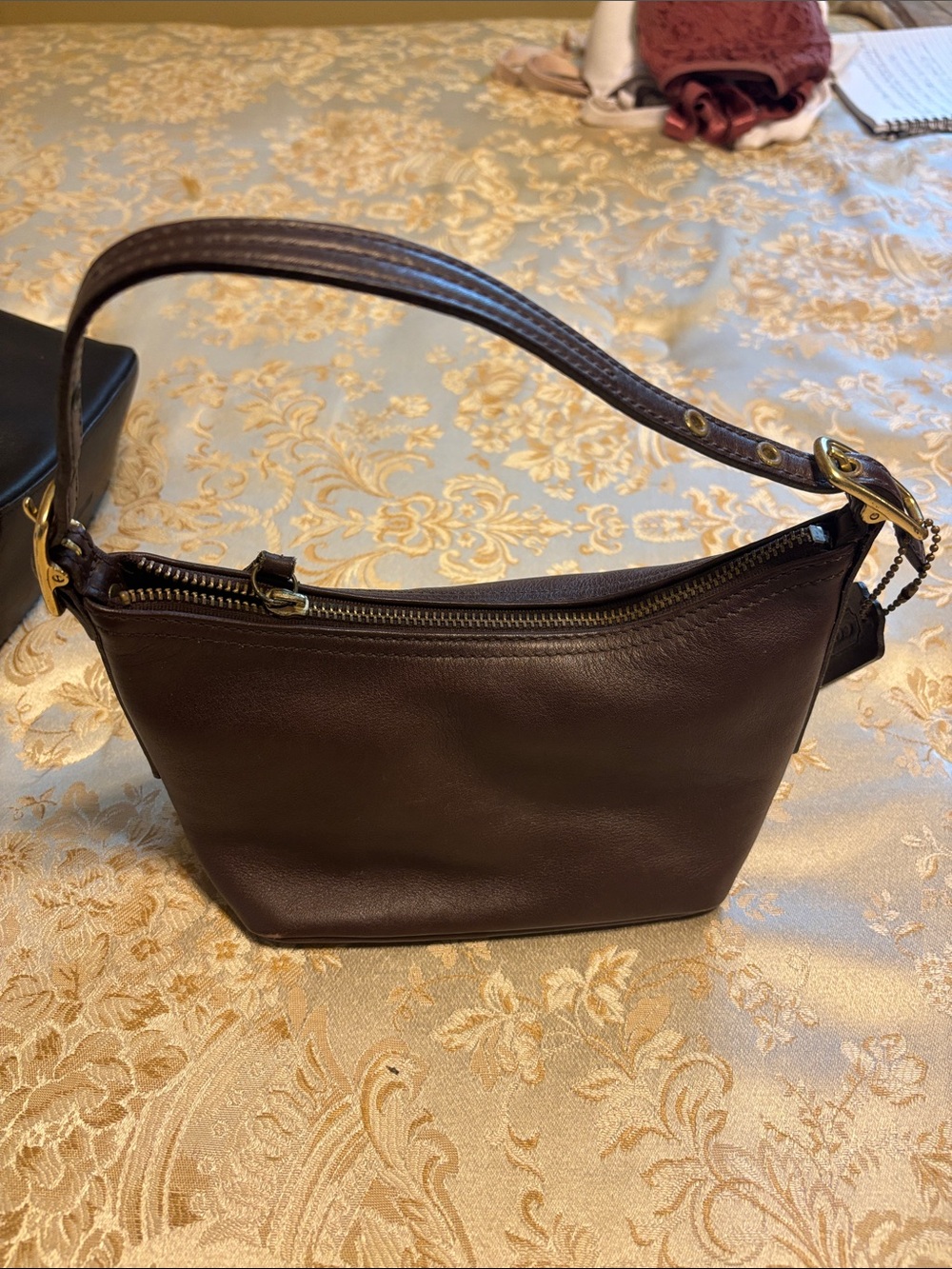 Coach Dark Brown Leather Shoulder Bag with Gold Hardware - Picture 3 of 5